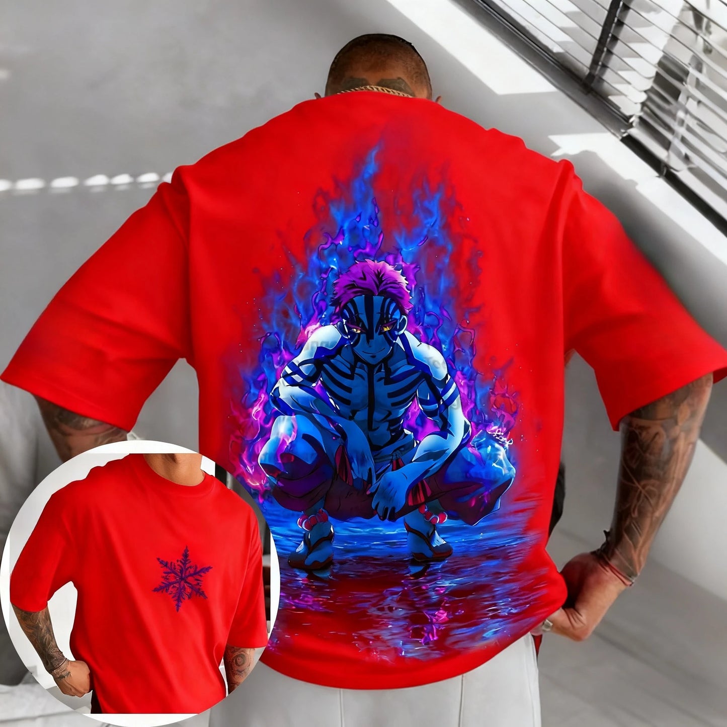 Demon Slayer Men's and Women's T-shirt 2026 Summer New Akaza Anime Printed Harajuku PFashion Trend Y2K Casual Tees Streetwear