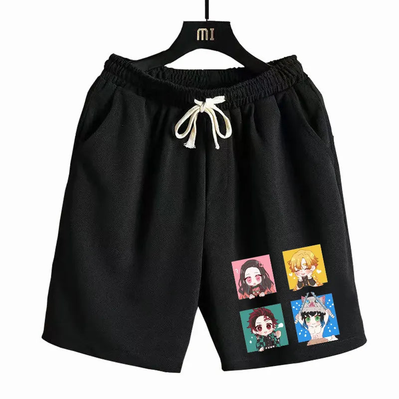 Demon Slayer Shorts Men's Summer Casual Lightweight Cotton Loose-Fitting Stylish All-Purpose Shorts for Women Breathable