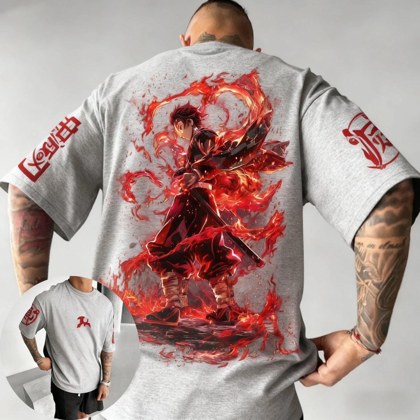 Demon Slayer Anime Co Branded Printed T-shirt Summer New Men's Japanese Harajuku Loose Casual Children's Parent Child Top