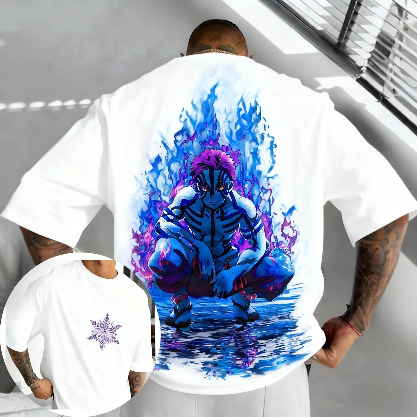Demon Slayer Men's and Women's T-shirt 2026 Summer New Akaza Anime Printed Harajuku PFashion Trend Y2K Casual Tees Streetwear