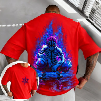 Demon Slayer Men's and Women's T-shirt 2026 Summer New Akaza Anime Printed Harajuku PFashion Trend Y2K Casual Tees Streetwear