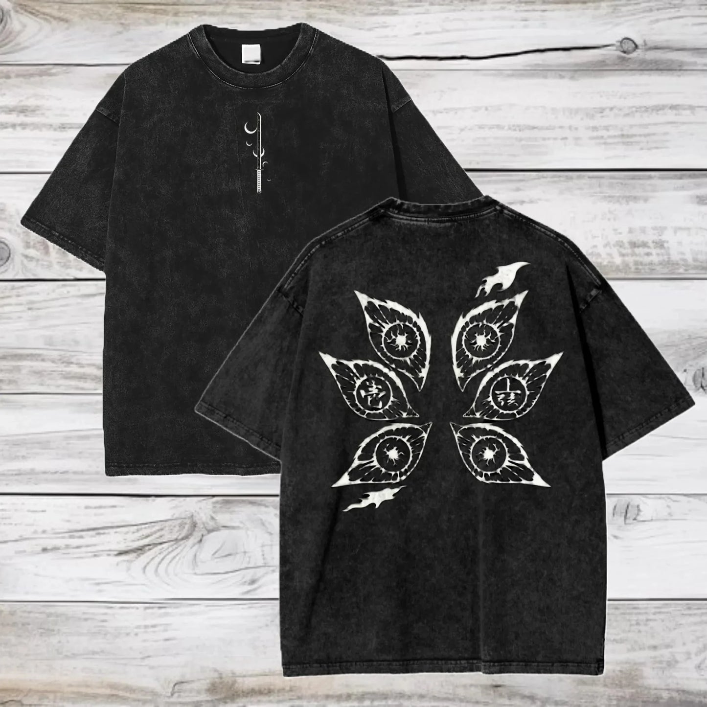 25 new fashion hot anime demon killer Kokushibo military T-shirt men's washed casual loose Harajuku men's retro T-shirt