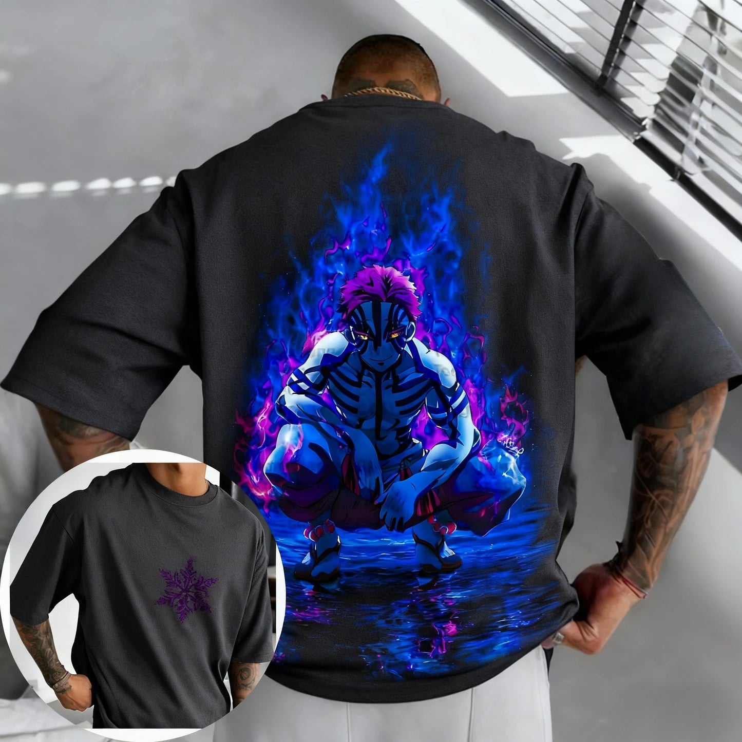 Demon Slayer Men's and Women's T-shirt 2026 Summer New Akaza Anime Printed Harajuku PFashion Trend Y2K Casual Tees Streetwear