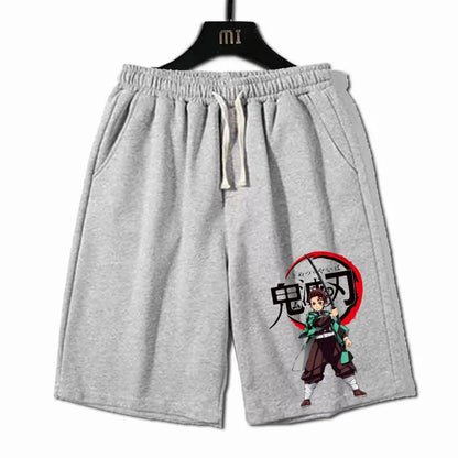Demon Slayer Shorts Men's Summer Casual Lightweight Cotton Loose-Fitting Stylish All-Purpose Shorts for Women Breathable